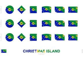 Christmas Island flag set, simple flags of Christmas Island with three different effects. vector