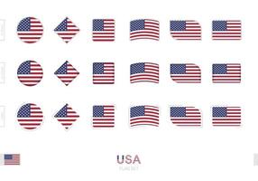 USA flag set, simple flags of USA with three different effects. vector