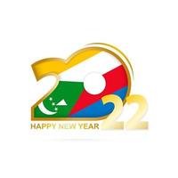 Year 2022 with Comoros Flag pattern. Happy New Year Design. vector