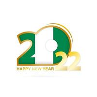 Year 2022 with Nigeria Flag pattern. Happy New Year Design. vector