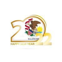 año 2022 con patrón de bandera de Illinois. diseño de feliz año nuevo. vector