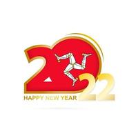 Year 2022 with Isle of Man Flag pattern. Happy New Year Design. vector