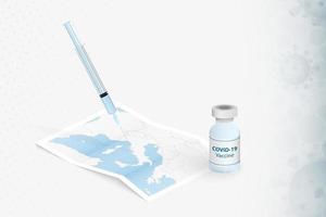 vacunación de la ciudad del vaticano, inyección con la vacuna covid-19 en el mapa de la ciudad del vaticano. vector