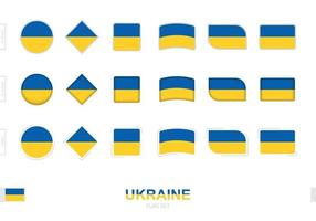 conjunto de banderas de ucrania, banderas simples de ucrania con tres efectos diferentes. vector