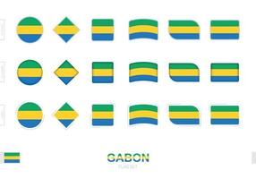 Gabon flag set, simple flags of Gabon with three different effects. vector