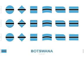 Botswana flag set, simple flags of Botswana with three different effects. vector