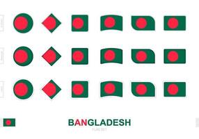 conjunto de banderas de bangladesh, banderas simples de bangladesh con tres efectos diferentes. vector