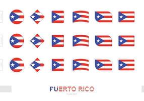 Puerto Rico flag set, simple flags of Puerto Rico with three different effects. vector