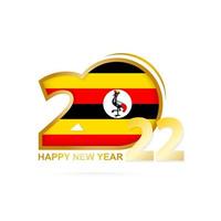 año 2022 con patrón de bandera de uganda. diseño de feliz año nuevo. vector