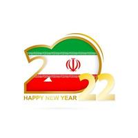 Year 2022 with Iran Flag pattern. Happy New Year Design. vector