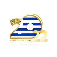 año 2022 con patrón de bandera de uruguay. diseño de feliz año nuevo. vector