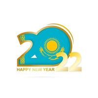 Year 2022 with Kazakhstan Flag pattern. Happy New Year Design. vector