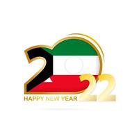 Year 2022 with Kuwait Flag pattern. Happy New Year Design. vector