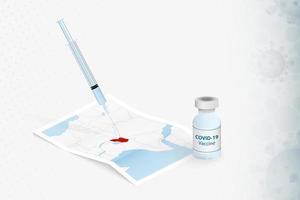 Uganda Vaccination, Injection with COVID-19 vaccine in Map of Uganda. vector