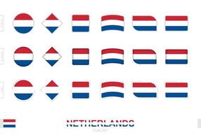 Netherlands flag set, simple flags of Netherlands with three different effects. vector