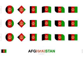 Afghanistan flag set, simple flags of Afghanistan with three different effects. vector