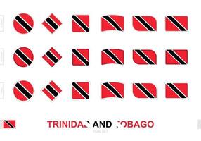 conjunto de banderas de trinidad y tobago, banderas simples de trinidad y tobago con tres efectos diferentes. vector