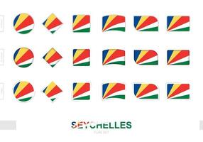 conjunto de banderas de seychelles, banderas simples de seychelles con tres efectos diferentes. vector