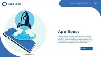 smartphone app boost landing page design template vector