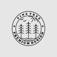 pine tree logo design line art monoline outline linear vector