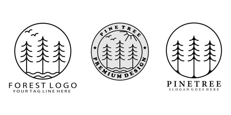 set bundle pine tree logo vector design illustration