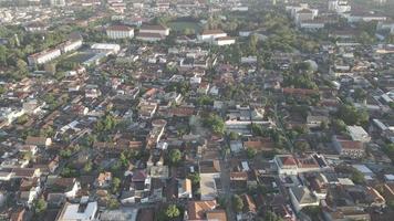 Aerial view of traffic road in Yogyakarta with busy traffic. video