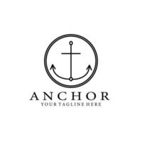 anchor logo design line art monoline illustration vector
