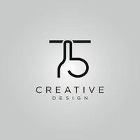 number 75 logo with win logo free vector template