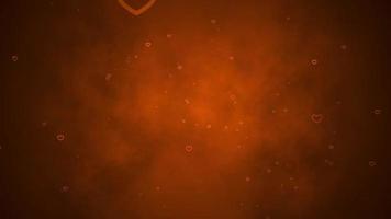 fondo de partículas de efecto de amor naranja video