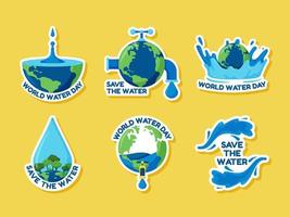 World Water Day Sticker Set vector