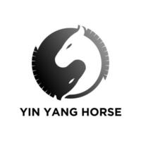 Horse and yin and yang sign,, Design element for logo, poster, card, banner, emblem, t shirt. Vector illustration