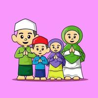 Cute moslem kid ramadan kareem vector