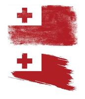 Tonga flag in grunge style vector