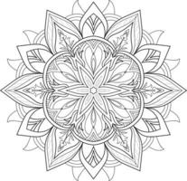 Circular Flower Mandala on White Free Vector