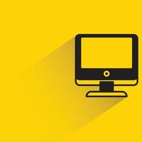 Ilustración de vector de fondo amarillo de icono de computadora de escritorio