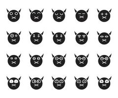 mute devil icons set vector