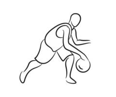 basketball player hand drawn line illustration vector