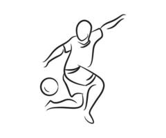 hand drawn soccer player line illustration vector