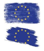 bandera de la unión europea con textura grunge vector