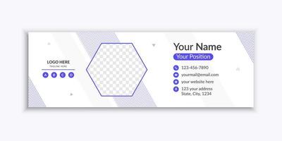 Modern purple email signature and email footer template vector