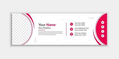 Abstract red email signature and email footer template vector