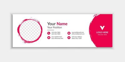 Red flat email signature and email footer template vector