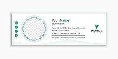 Green abstract email signature and email footer template layout vector