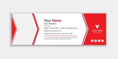 Minimal red email signature and email footer template vector