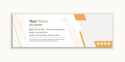 Minimal yellow email signature and email footer template vector