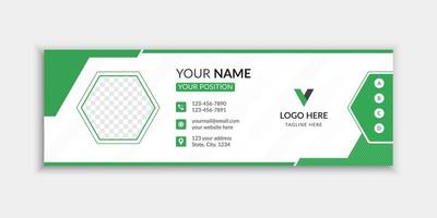 Green email signature and email footer template layout vector