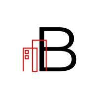 letra b con elemento de diseño de logotipo de vector de decoración de edificio