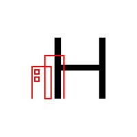 letter H with building decoration vector logo design element