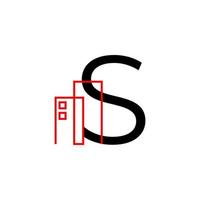 letter S with building decoration vector logo design element