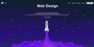 landing page for space theme premium vector web